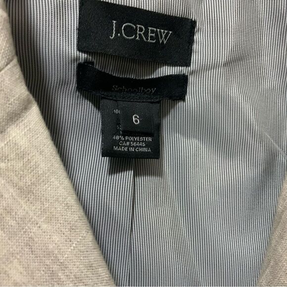 J. Crew Schoolboy Linen Blazer Oatmeal Black Small Sz 6 NWT - Picture 6 of 14